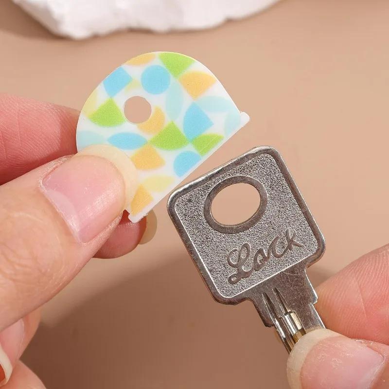 Colorful Silicone Key Identifier Geometry Pattern Key Marker Tags Caps Non Slip Key Cover Protector Organization Holder