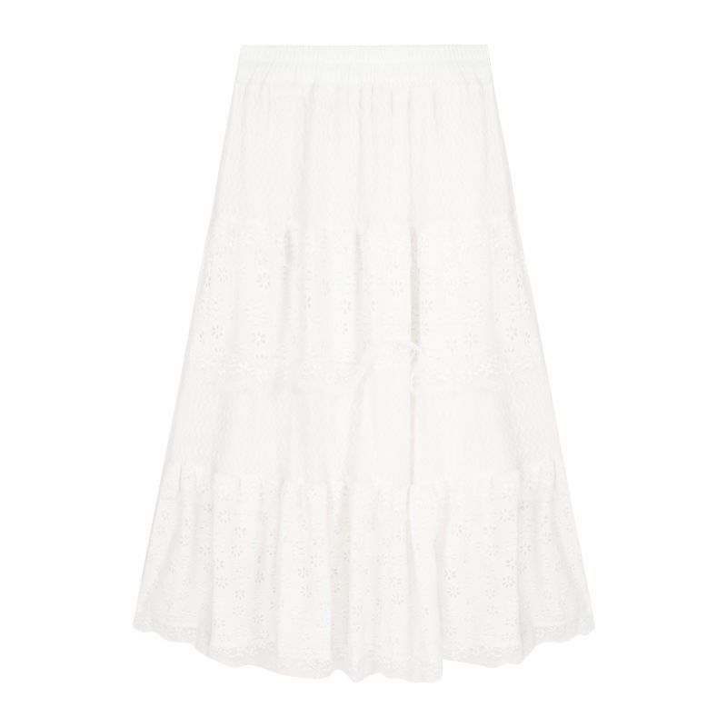 

Женская юбка миди из многослойного белого тюля в стиле балеткор с кружевной отделкой One Size абрикосовый