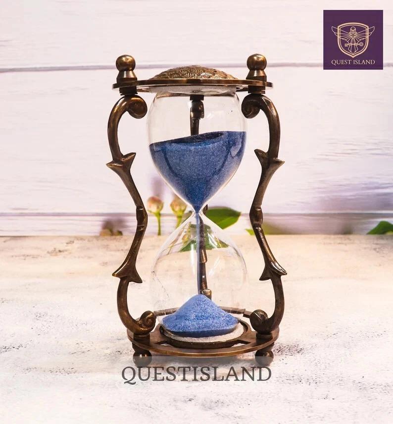

Handmade Sand Timer Hourglass Solid Brass Made For Home & Office фиолетовый