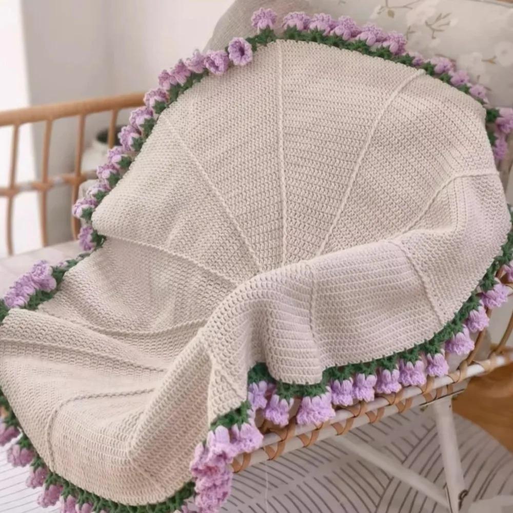 New 60cm Flower Bouquet Blanket Finished Product Crocheted Sunflower Blanket Lily of The Valley Bouquet Blankets Gifts