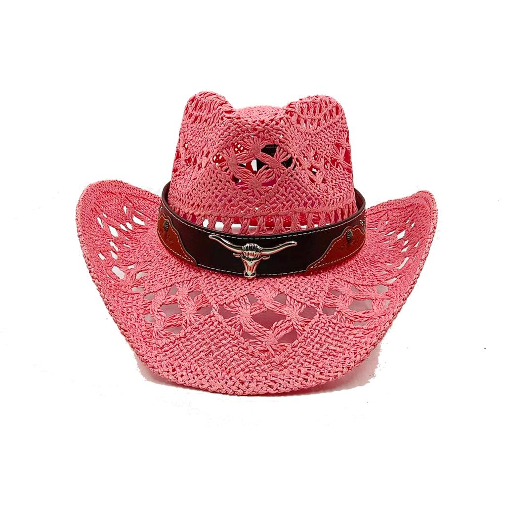 Corn Husk Material Straw Hat Western Cowboy Hat Spring and Summer Men and Women Panama Sun Hat Elegant Cowboy Straw Hat