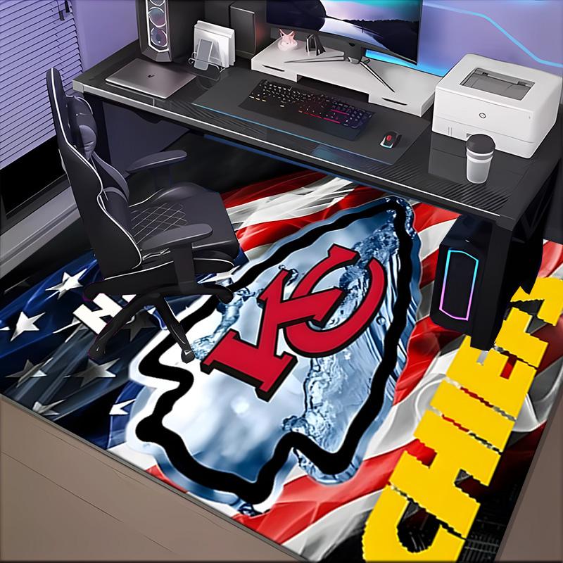 Custom Name Kansas City Chiefs Logo Rug Game Carpet, Floor Mat for Bedroom Living Room Entryway Rug, Home Decor Idea Gift for Christmas birthday