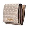 Michael Kors Jet Set Travel Logo Snap Closure Coated Canvas Wallet Medium Women's Glossy White with Rose Gold