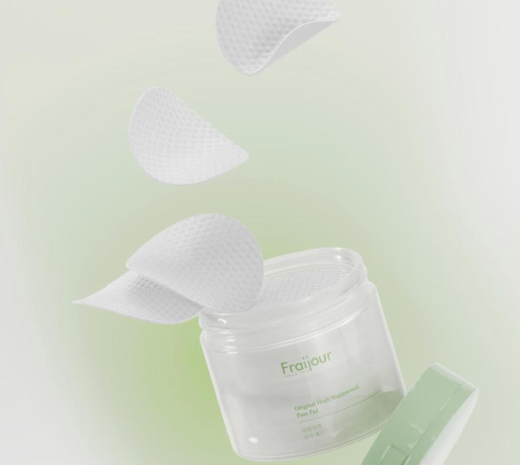 Fraijour Original Herb Wormwood Pore Pad Pore Clarifying Exfoliating 60 Pads + 60 Pads Refill Toner Pad Daily Peeling