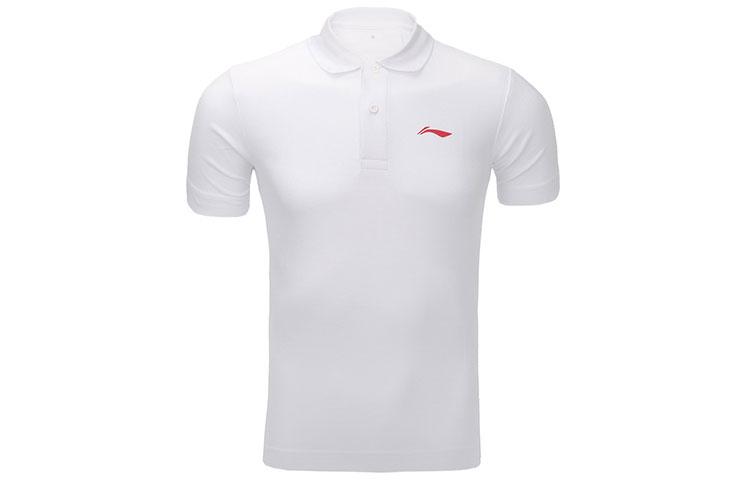 Li Ning Polo Shirts Men s White Polo Collar Moderate Straight Fit APLR183-2 XL