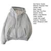 Fall Winter Men Coat Zip-up Long Sleeves Elastic Cuff Thick Plus Size Drawstring Plush Solid Color Loose Pockets Daily Sport Hoodie