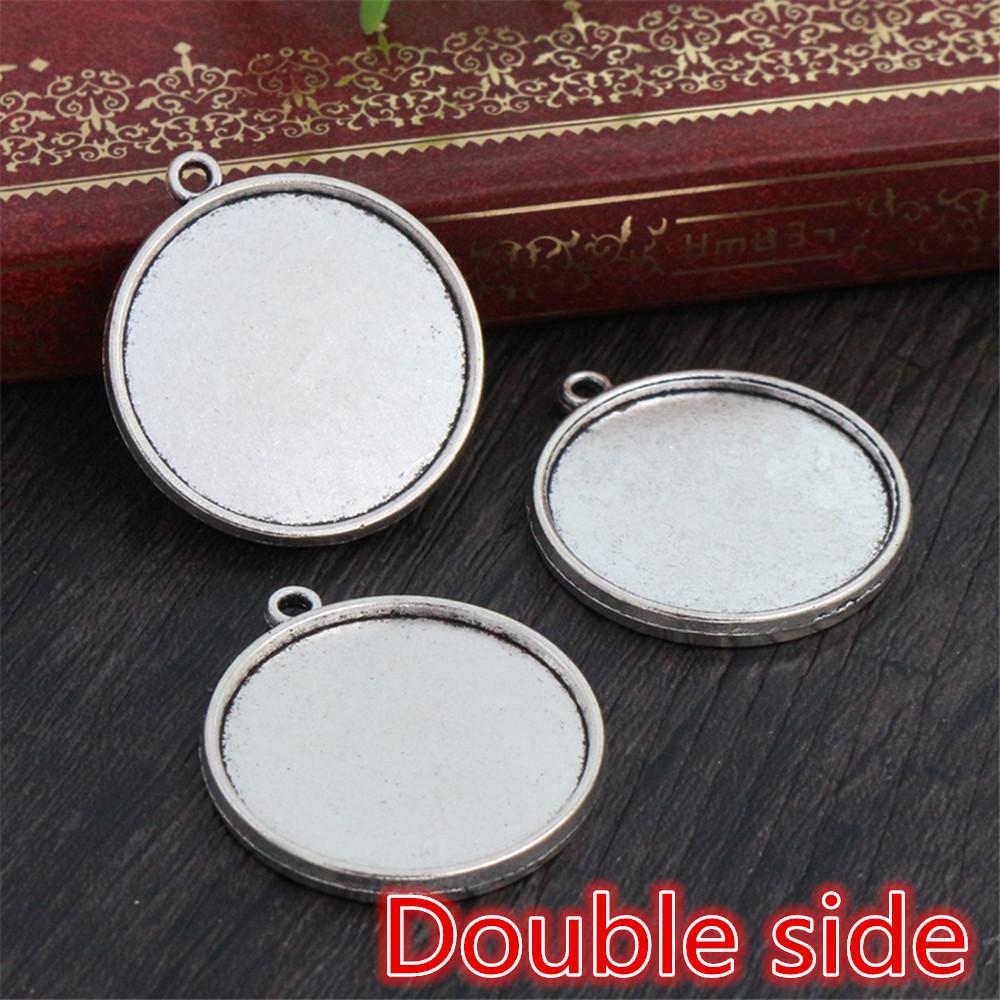 10pcs 25mm Inner Size Antique Silver Plated Square Cabochon Base Cameo Setting Charms Pendant For 10 mm Leather Bracelet