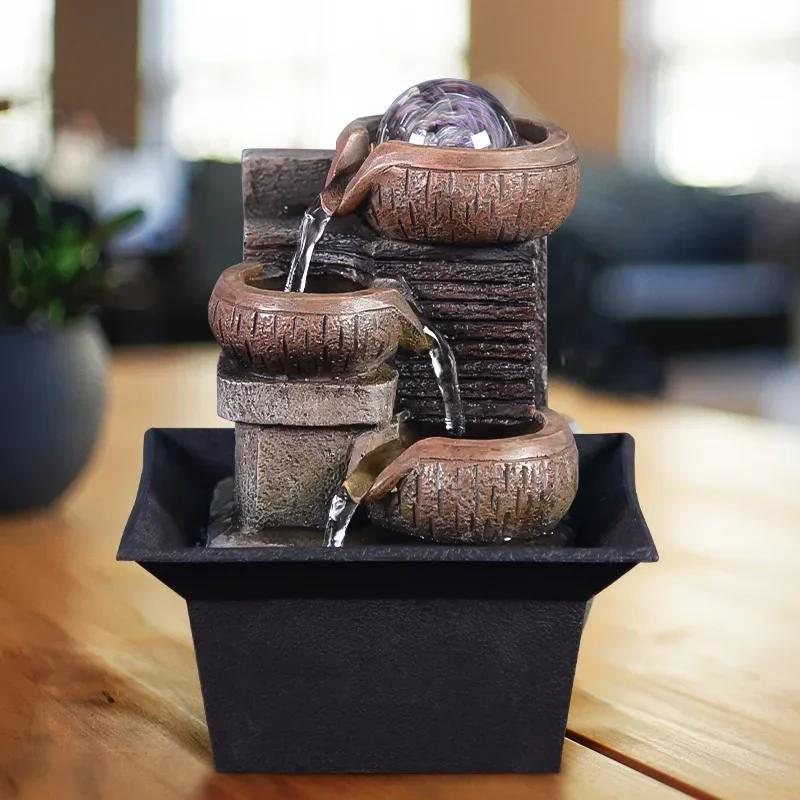 Gifts Desktop Water Kit Waterfall Fountain Portable Tabletop Soothing Relaxation Lucky Fengshui Zen Meditation Home BZ4LDQ