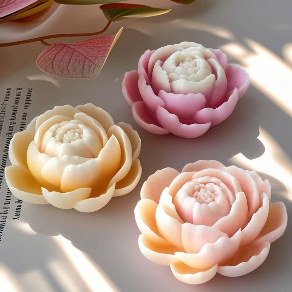 Cake Molds Silicone Lotus Candle Mold 3D Flower Resin Rose Candle Mold DIY Handmade Gypsum Craft Peony Candle Mold Candle Making