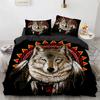 Wolf Duvet Cover Set Black White Wolf Yin and Yang Pattern Wild Animals Comforter Cover King Queen Size for Kid Boys Bedding Set