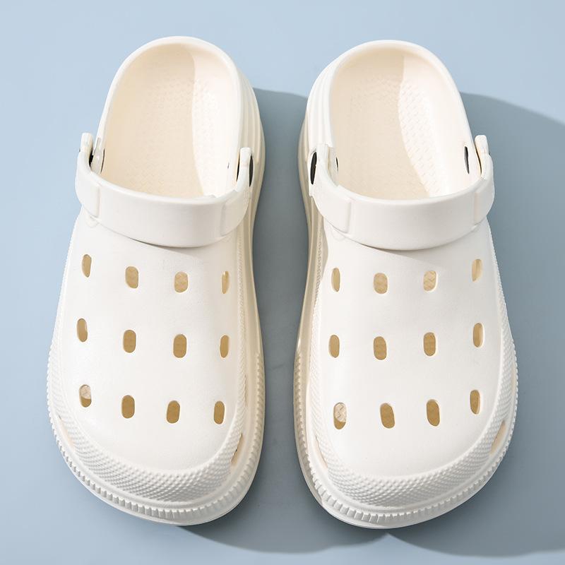 Hole shoes women's summer height increase versatile wear-resistant bag head drag wear non-smelly feet solid color light cool slippers