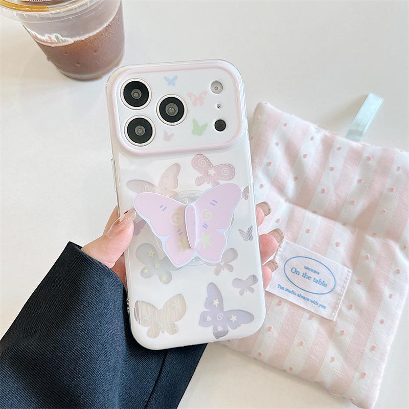 Colorful Butterfly Stand Case for iPhone 17/16 Pro Max/15/14 - Summer Edition