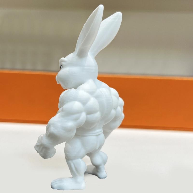 3D Printed Muscle Bunnies Figurine Muscular Rabbit Statue Animal Sculpture Decorative Ornament Collectibles Home Decors