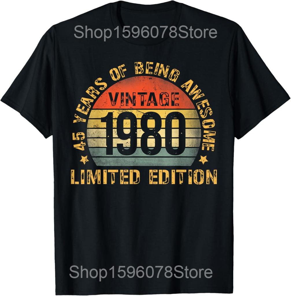 Mens Vintage 45 Year Classic TShirt Best Birthday Gift Summer 45 Year Classic 1980 Limited Edition Custom Printed TShirt