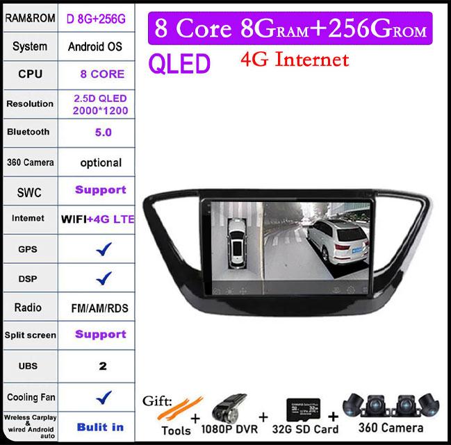 9 Lnch For Hyundai Solaris 2 2017 2018-2020 Android 14 Car Radio Video Multimedia Navigation GPS Stereo Screen Auto