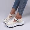 Women's Platform Plus Size Sneakers Women's Belt Buckle Cutout Color-Block Casual Women's Single Shoes
