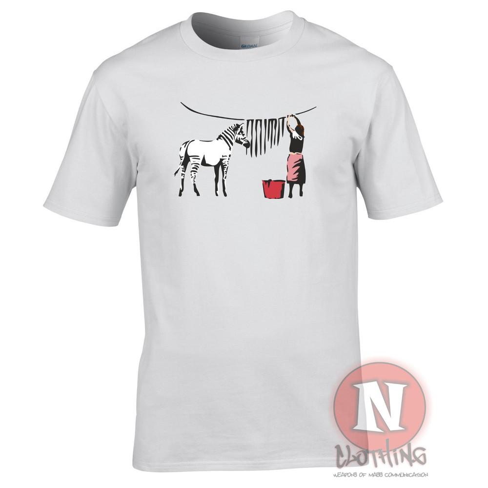 Banksy Zebra Wash TShirt Street Art Graffiti Design Print Colourful Funny Tee