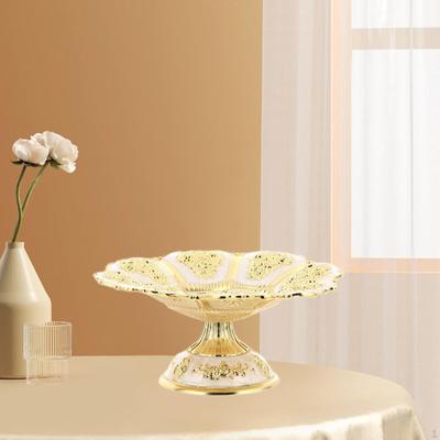 Dekorative Schüssel mit Goldprägung, Obstschale aus Metall, Teller für KTV, Wohnzimmer