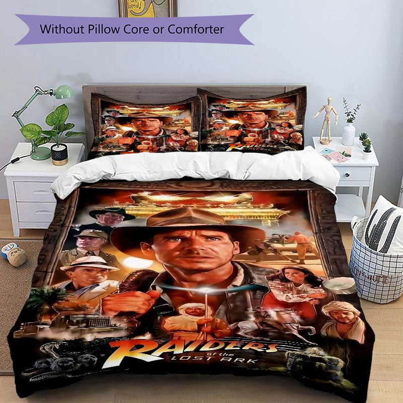 L'Aventure Attend Ensemble de Literie 3 Pièces Indiana Jones Housse de Couette avec 2 Taies d'Oreiller Drap de Lit Cadeau d'Anniversaire pour la Maison