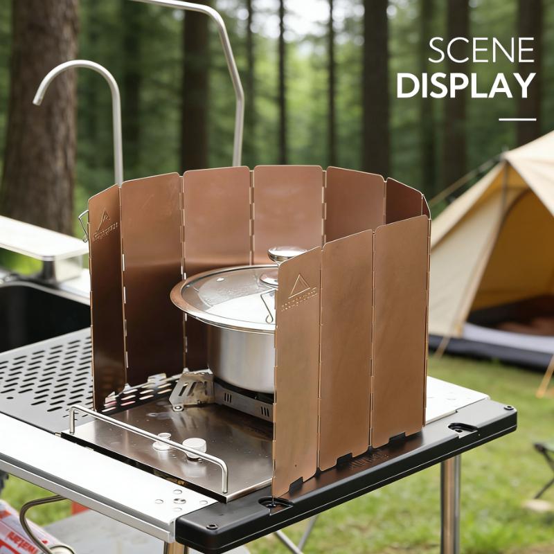Foldable Camping Stove Windshield - 10 Pieces Aluminum Wind Screen | Heat Insulation & Windproof Accessory for Outdoor Cooking