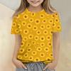 Girls Floral Print Crew Neck Short Sleeve Casual Loose Fit T Shirt Comfortable Lightweight Breathable Fabric Summer Wear
