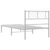 Metal Bed Frame with Headboard White 90x200 cm