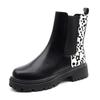 Fashion Leopard Print Chelsea Boots Women Thick Sole Non Slip Ankle Boots Women Autumn Slip On Pu Leather Botas Mujer