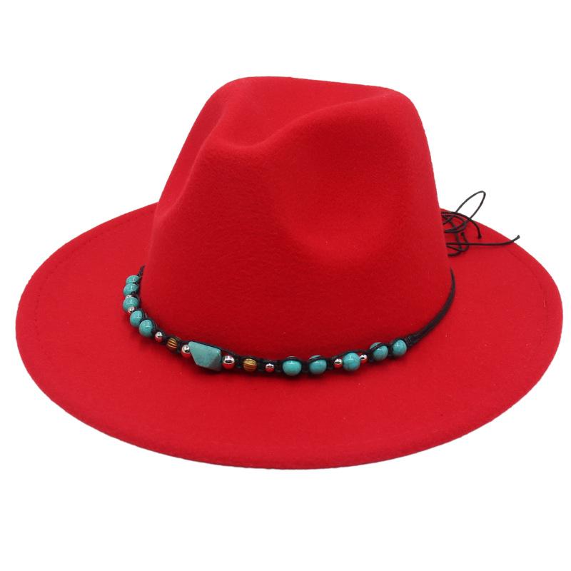 Western Cowboy Top Hat Big Eaves Mountaineering Hat Spring Summer Emerald Felt Hat Ethnic Style Tibetan Hat