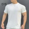 Men Summer Top with 3D Texture Round Neck Short Sleeves Loose Solid Color Muscular Men Sport T-shirt Daily Exercise Shirt