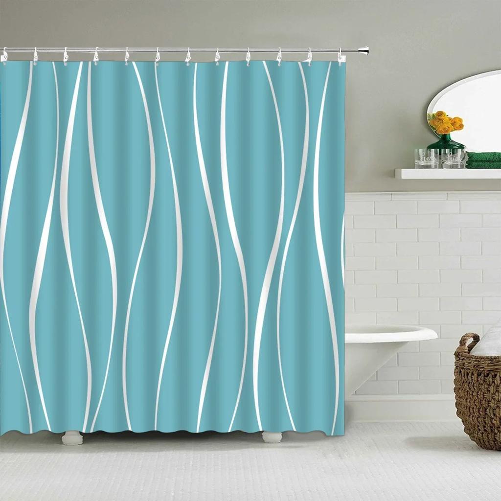 Black And White Striped Shower Curtain Colorful Creative Geometric Shower Curtain Modern Minimalist Bathroom Accessories Decor