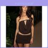 Streetwear Womens Short Skirt Set With Button Detailing And Splice Design For Winter Fashion