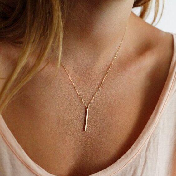 Minimalist Bar Pendant Necklace Adjustable Chain Simple Geometric Design Lightweight Everyday Jewelry for Women and Men