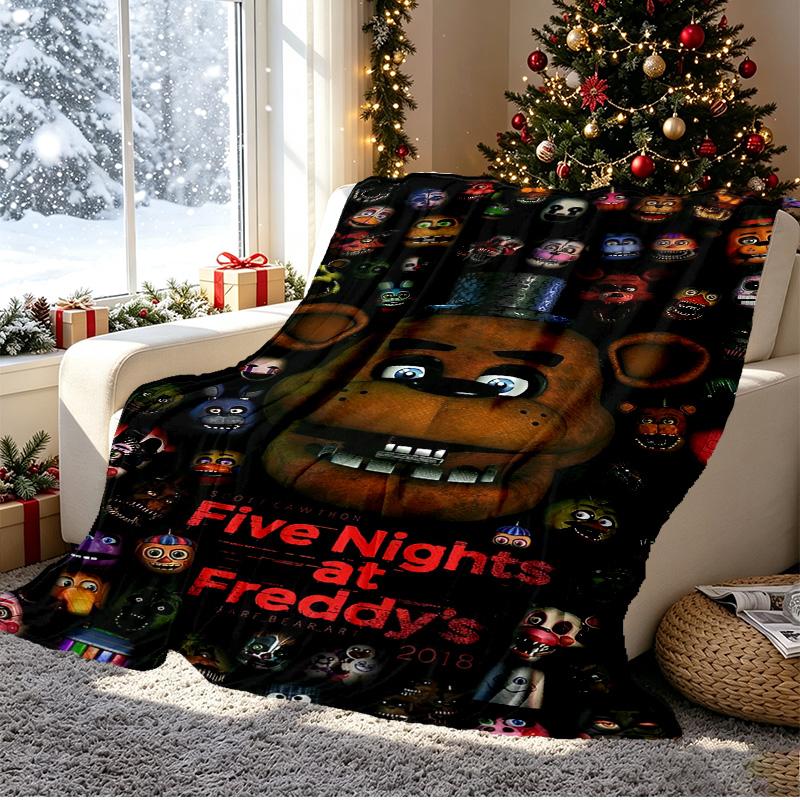 Five Nights At Freddy's Pattern Blanket for Home Decoration, Bed, Sofa, Car Travel, Camping, Suitable for All Seasons, Birthday Christmas Gift