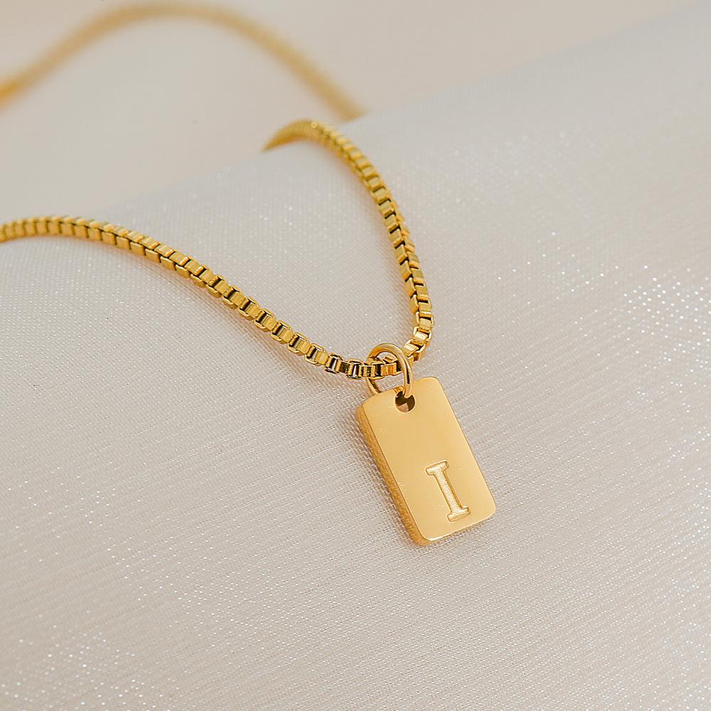 Square Brand 26 English Letters Pendant Necklace Daily Versatile Accessories