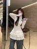 Ladies' Autumn/Winter Long-Sleeve Lace Hem Turtleneck Tee - Slim Fit & Mid-Length Design