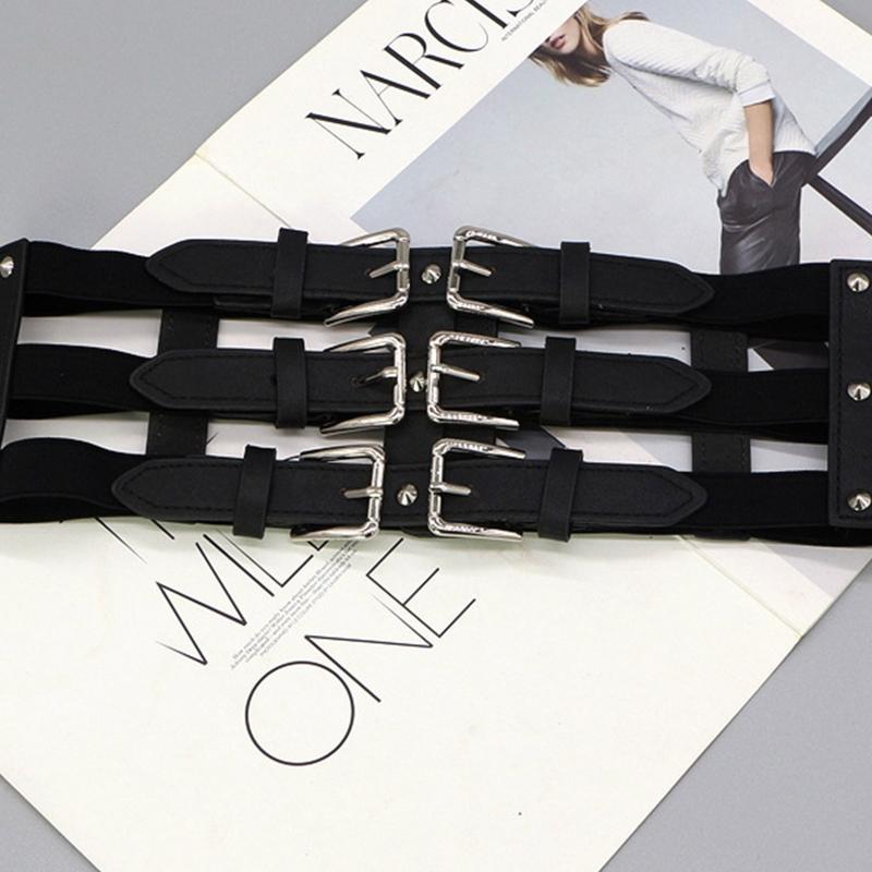 Punk-Taillengürtel Damen Halloween Leder Skinny Körper Verstellbare Gürtel mit Hosenträgern für Party Nachtclub Taille Schlank