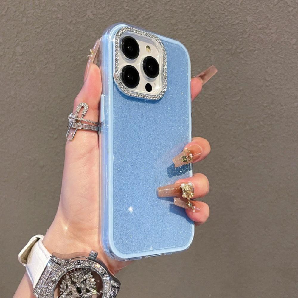 Luxury Shiny Diamond Camera Glitter Glossy Bumper Case For iPhone 16 15 14 13 12 11 Pro Max Plus Shockproof Protective Cover