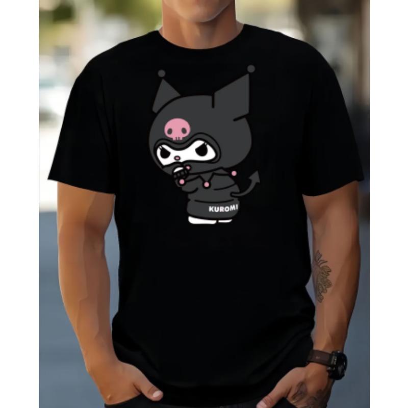 Herren Anime Print T-Shirt - Anime Charakter Print Rundhals Kurzarm Shirt, Maschinenwaschbar, Geeignet für Anime Kleidung und Party Outfits