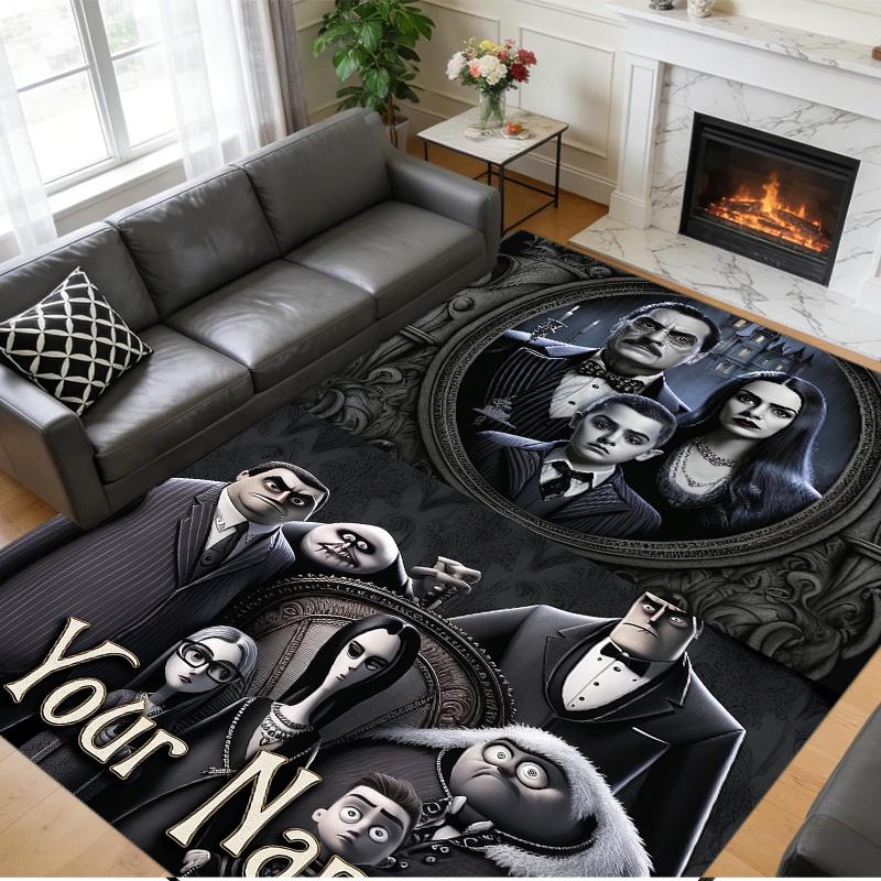 Crystal Velvet Rug Custom Name Text, Soft Non Slip Floor Mat Home DecorThe Addams Family