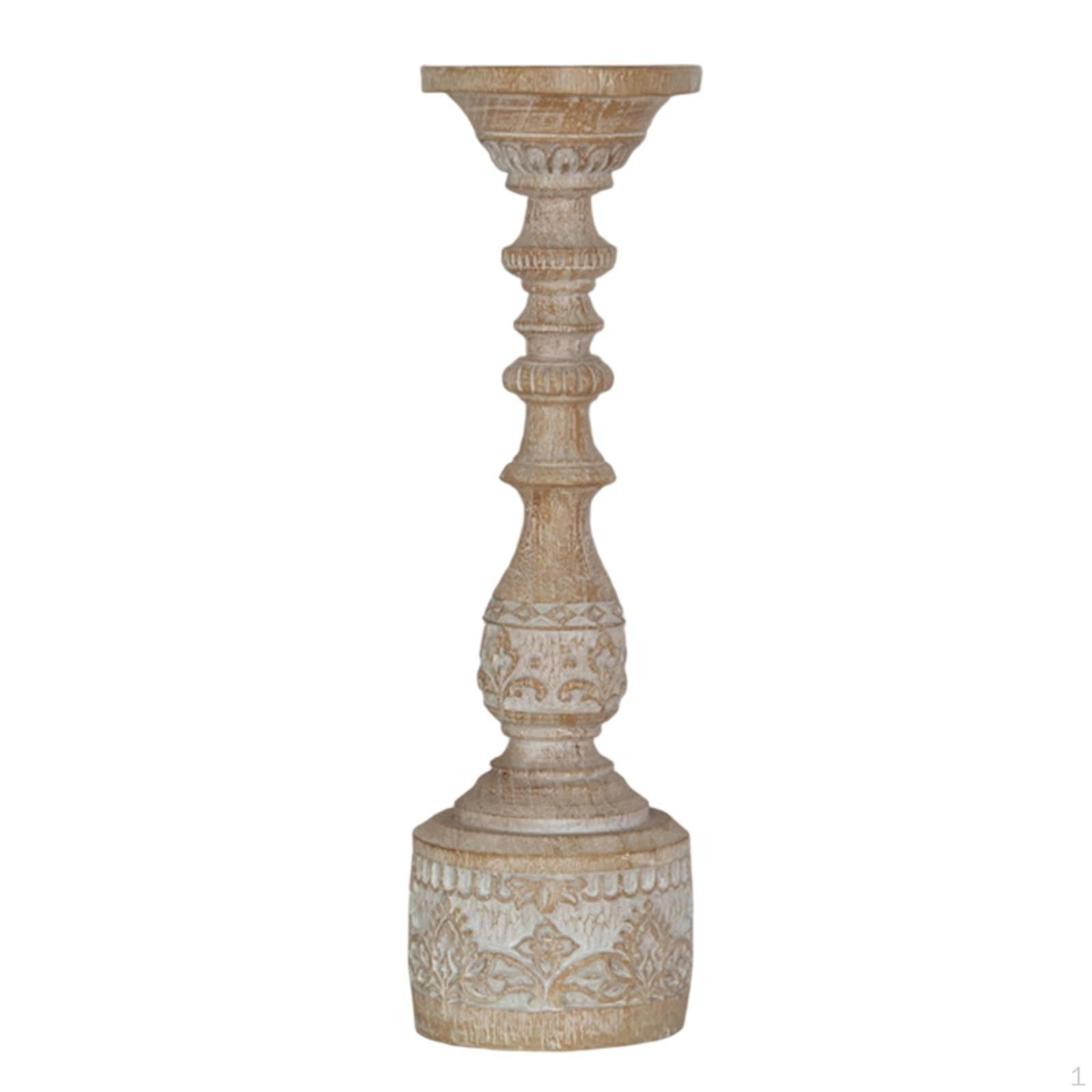 Pedestal Candlestick Holder AntiqueStyle Candle Stand with Base Distressed