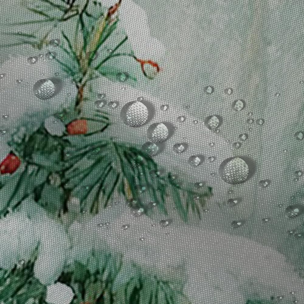Pine Tree Red Bird Shower Curtain Green Winter Forest Cardinal Snow Berry Christmas Theme,Country Holiday Fabric Shower Curtai