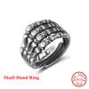 Effie Queen Retro Trendy Skull Ring Adjustable 925 Sterling Silver Skull Ghost Ring Hip-hop Rock Halloween Party Jewelry NMR19