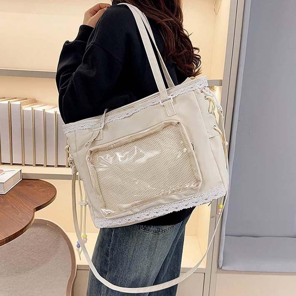 PVC Shoulder Ita Bag PU Leather Y2K Anime Display Bag Goth Transparent Handbag  School