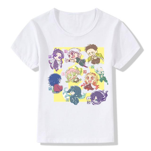 Fashion Cartoon Demon Slayer Anime Kimetsu No Yaiba Children's T-Shirt Summer Loose Short Sleeves White Women Tops Boy Girl Tees