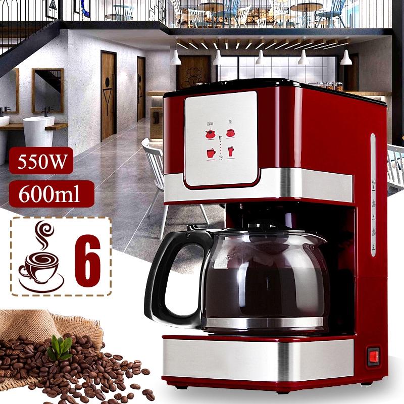 600ML 6 Cups Coffee Tea Machines Household Office American Style Drip Tea/Coffee Making Machine Coffee Machine 550W