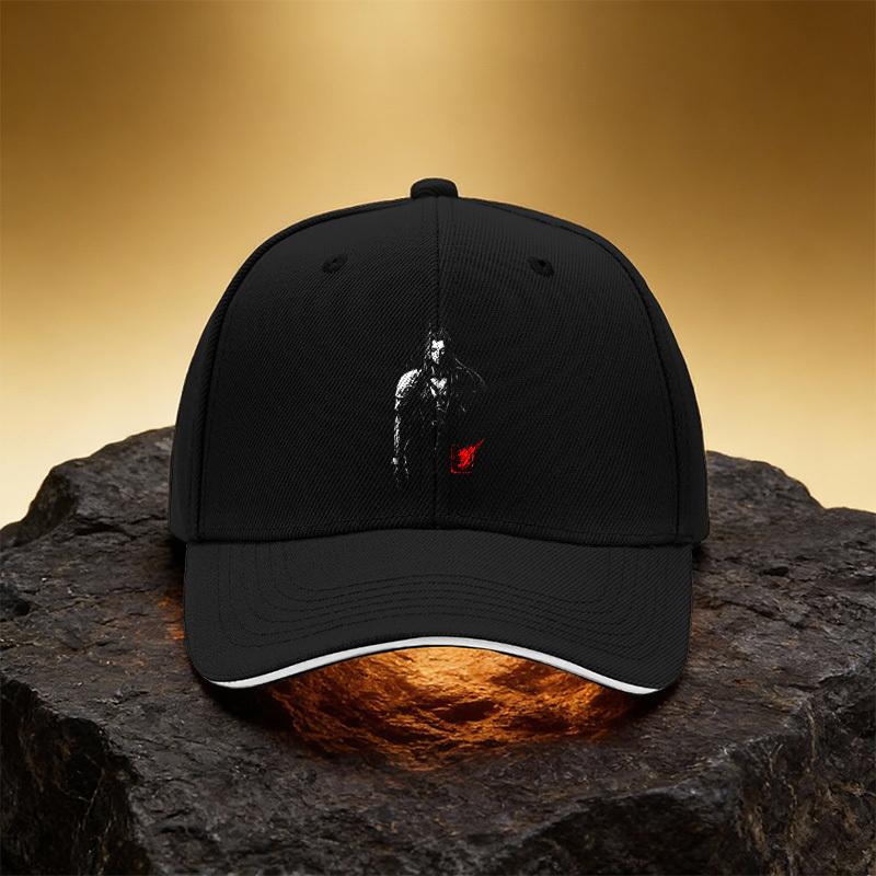 Black and White Warrior Shadow Red Flame Hat, Unisex Printed Baseball Cap Sandwich Brim Snapback Sports Cap, Suitable for Daily