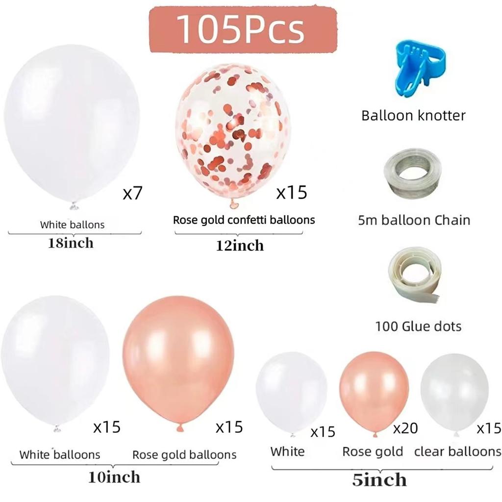 Rose Gold Wind Balloon Chain Set, Birthday Atmosphere Arrangement Package, Party Wedding And Holiday Supplies