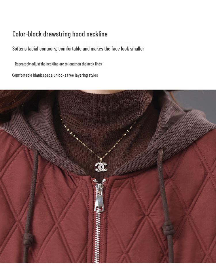 Damen 2024 Argyle Daunen Baumwolljacke - Kurzer Wintermantel, Kleine Größe, Oberbekleidung für Mütter