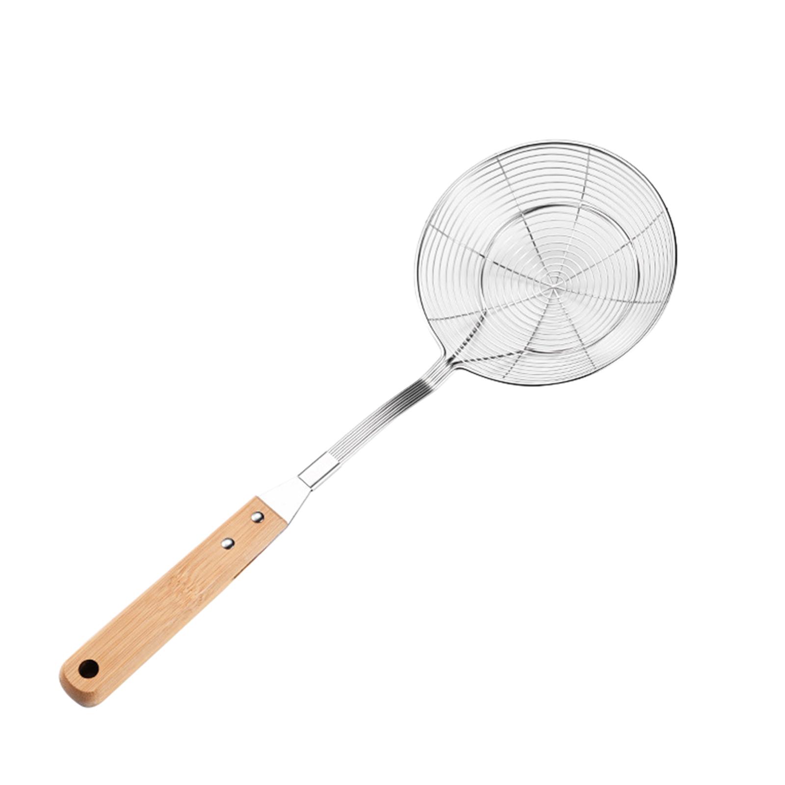 Деревянная ручка, ложка-дуршлаг для жарки и варки, профессиональный половник из нержавеющей стали, жаростойкий, перфорированная лопатка S