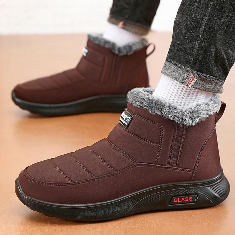 2025 Nowe Wodoodporne Śniegowce Męskie Wsuwane Ciepłe Grube Pluszowe Botki Męskie Płaski Obcas Antypoślizgowe Bawełniane Buty Wyściełane Mężczyzna